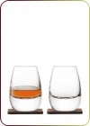 LSA - WHISKY, "ISLAY Becher 250ml - klar mit Nussbaumuntersetzer WH04" 2 Whiskygläser und 2 Untersetzer (G1213-09-301)